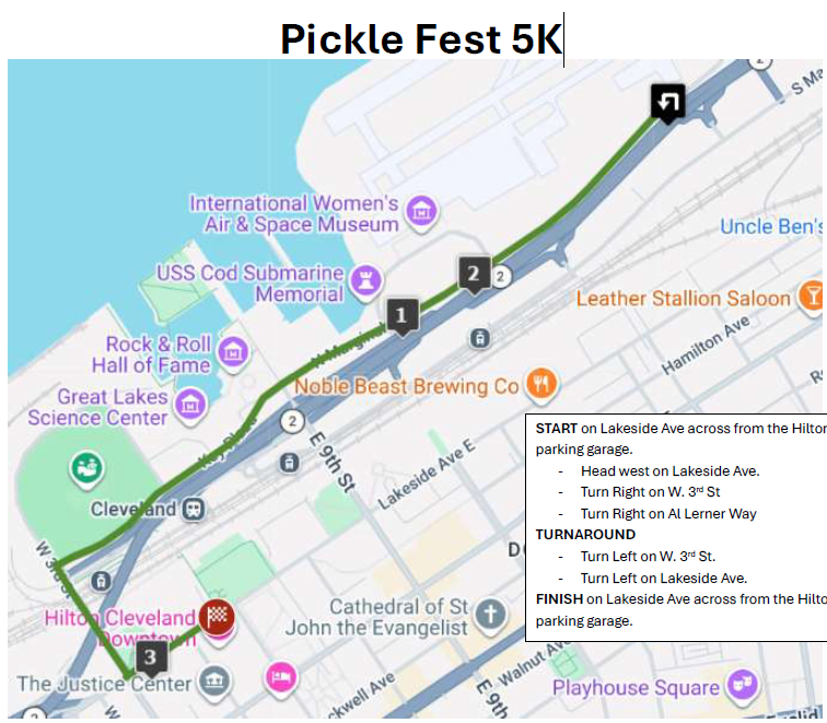 2026 Cleveland Pickle Fest 5k Map